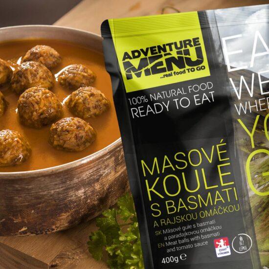 Adventure menu mäsová guľa s basmati a paradajkovou omáčkou