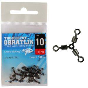 Giants fishing trojcestný obratlík three-way rolling swivel 10 ks-veľkosť 12 nosnosť 7 kg